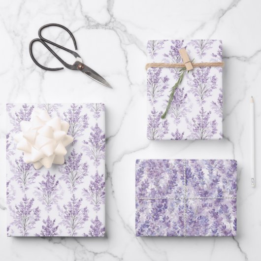 Lavendelblumen Geburtstag Geschenkpapier Set (Vorderseite)