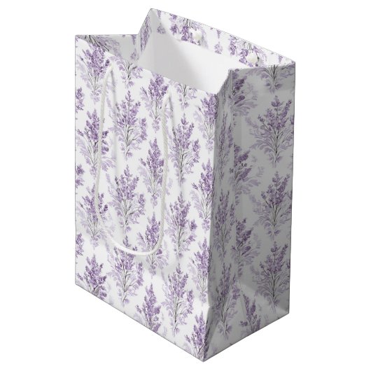 Lavendelblumen Geburtstag Mittlere Geschenktüte (Vorderseite Schrägansicht)