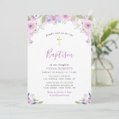 Lavendelblumen Taufe Einladung (Stehend Vorderseite)