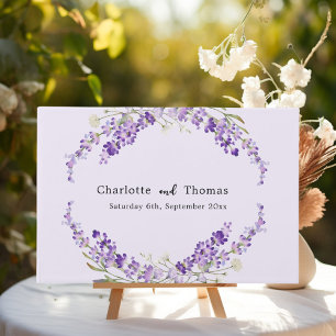 Lavendelblumen Wasserfarben Violett Hochzeit Gästebuch