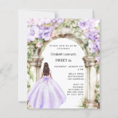 Lavendelblumenkleid Sweet 16 Einladung (Vorderseite)