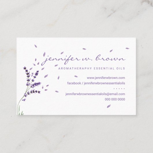 Lavendelblumenöl-Blätter Visitenkarte (Rückseite)