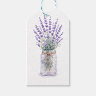 Lavendelblumenstrauß im Mason-Glas Wasserfarben-Ge Geschenkanhänger