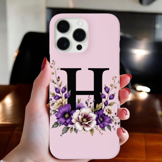 Lavendelblut: Mit Monogramm erster Buchstabe "H" Case-Mate iPhone Hülle