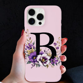 Lavendelblüte: Mit Monogramm erste "B" iPhone 16 Pro Max Hülle