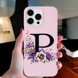 Lavendelblüte: Mit Monogramm erste "P" iPhone 16 Pro Max Hülle