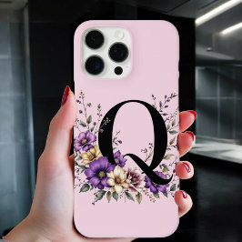 Lavendelblüte: Mit Monogramm erste "Q" iPhone 16 Pro Max Hülle