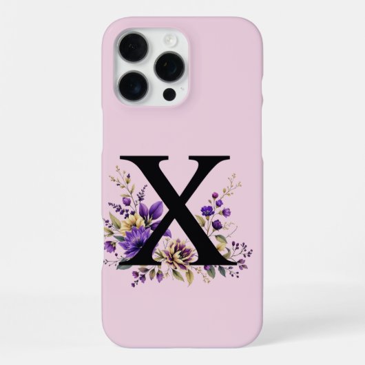 Lavendelblüte: Monogramm-Initiale 'X' iPhone Hülle (Rückseite)