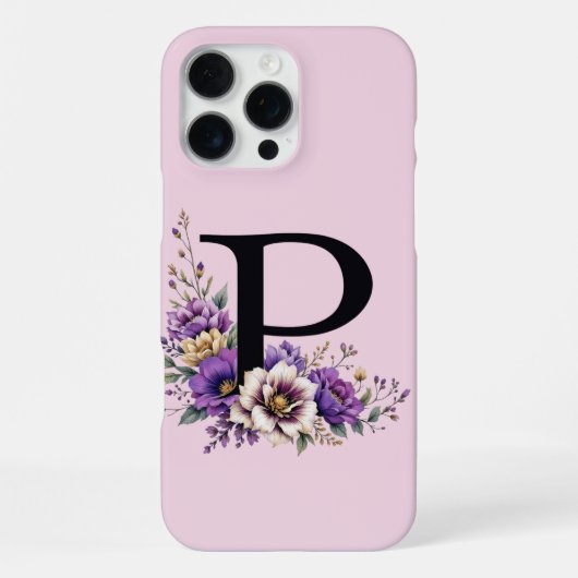 Lavendelblüte: monogrammierte Initiale 'P' iPhone Hülle (Rückseite)