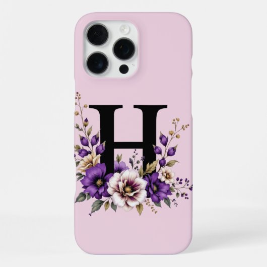 Lavendelblüte: monogrammiertes Initial 'H' iPhone Hülle (Rückseite)
