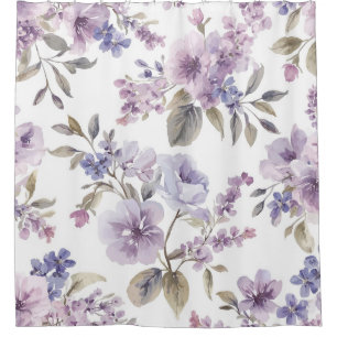 Lavendelblüten Aquarell Lila Botanisch Duschvorhang