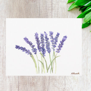 Lavendelblüten Aquarell Lila Floral rustikal  Postkarte