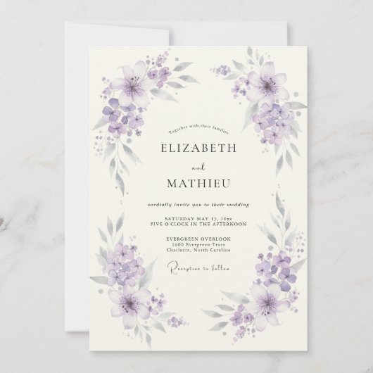 Lavendelblüten-Bogen-Hochzeit Einladung (Vorderseite)