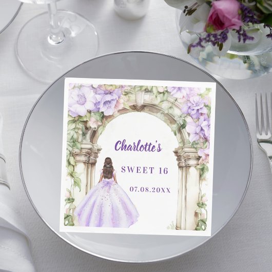 Lavendelblüten-Bogenkleid Sweet 16 Lunch Serviette
