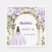 Lavendelblüten-Bogenkleid Sweet 16 Lunch Serviette (Vorderseite)