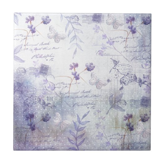 Lavendelblüten Decoupage Fliese (Vorderseite)