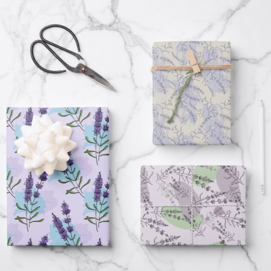 Lavendelblüten geschenkpapier set (Vorderseite)