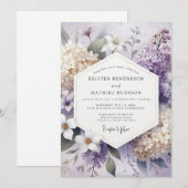 Lavendelblüten-Hochzeit Einladung (Vorne/Hinten)