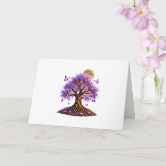 Lavendelblüten-Mondbaum-Grußkarte Karte