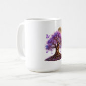 Lavendelblüten-Mondbaum-Tasse Kaffeetasse (Vorderseite Links)