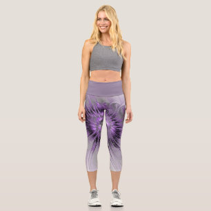 Lavendelblüten-Traum Moderne Abstrakte Fraktal-Kun Capri Leggings