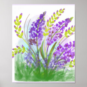 Lavendelblüten Wasserfarben Kunst Druck Botanisc Poster