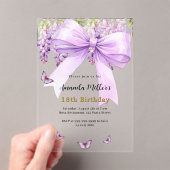 Lavendelbogenflorale Schmetterlinge zum Geburtstag Acryleinladungen (Insitu (Handheld))