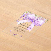 Lavendelbogenflorale Schmetterlinge zum Geburtstag Acryleinladungen (Ablage )