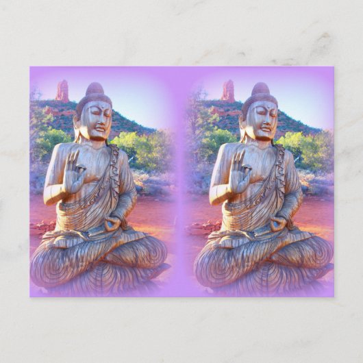 Lavendelbuddhas meditieren postkarte (Vorderseite)