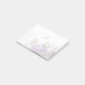 Lavendelfarbene Blume auf alter Musik Post-it Klebezettel (angewinkelt)