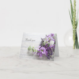 Lavendelfarbene Blume über alte Musik vielen Dank Dankeskarte