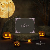 Lavendelfarbene Gothic-Halloween-RSVP-Karte für He RSVP Karte