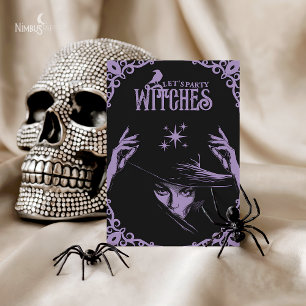 Lavendelfarbene gotische Hexen-Halloween-Einladung Einladung