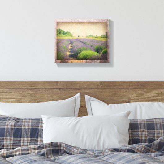 Lavendelfarm - gestörte, ummantelte Canvas Leinwanddruck (Insitu (Schlafzimmer))