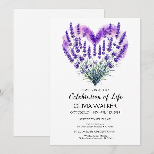 Lavendelfeier Einladung (Vorne/Hinten)