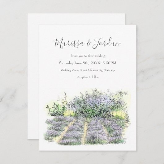 Lavendelfeld Einladung (Vorne/Hinten)
