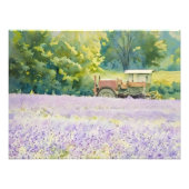 Lavendelfeld Ernte mit Traktor Fotodruck (Vorne)