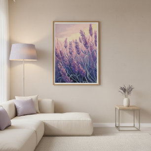 Lavendelfeld Moderne Wasserfarben-Wandkunst Poster