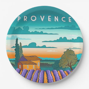 Lavendelfeld Provence Frankreich Pappteller