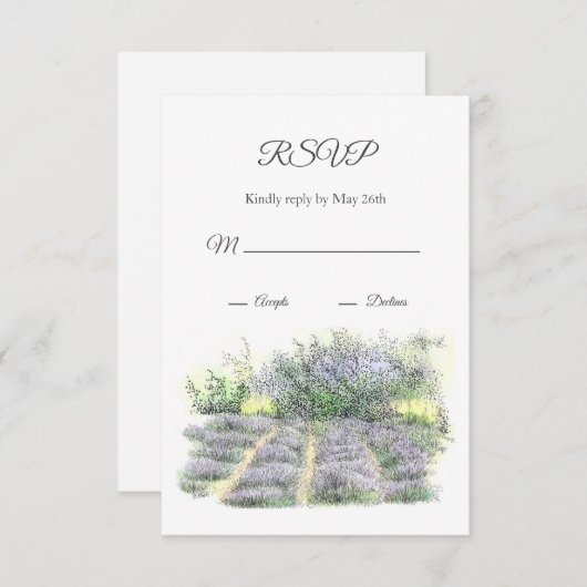 Lavendelfeld RSVP Karte (Vorne/Hinten)