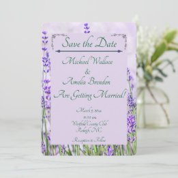 Lavendelfelder Hochzeitsszenierungen speichern die Save The Date