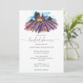 Lavendelfelder Mediterrane Villa Brautparty Einladung (Stehend Vorderseite)