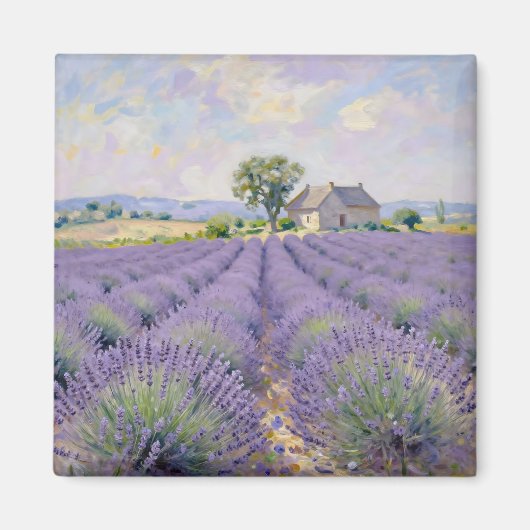 Lavendelfelder Provence Cottage Impressionist Magnet (Vorne)