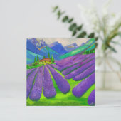 Lavendelfelder vor den Bergen Feiertagskarte (Stehend Vorderseite)