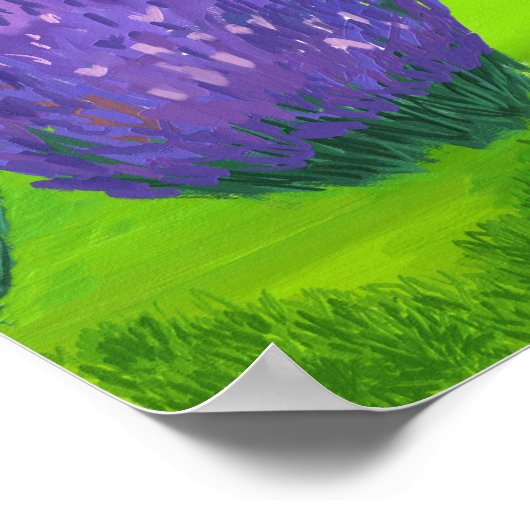 Lavendelfelder vor den Bergen Poster (Ecke)