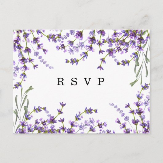 Lavendelflorale Boho Hochzeit Rsvp Postkarte (Vorderseite)