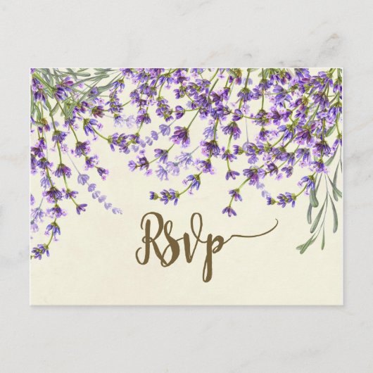 Lavendelflorale Hochzeit Rsvp Postkarte (Vorderseite)
