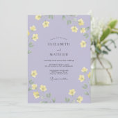 Lavendelgelbe florale Hochzeit Einladung (Stehend Vorderseite)