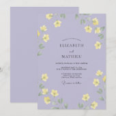 Lavendelgelbe florale Hochzeit Einladung (Vorne/Hinten)