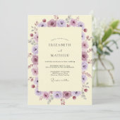 Lavendelgelbe Hochzeit Einladung (Stehend Vorderseite)